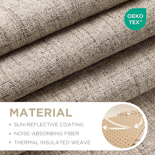 Joydeco 100% Blackout Curtains for Bedroom - Nature Linen 84 Inch Long - color: Linen, size: 52"W x 84"L (Pack of 2)