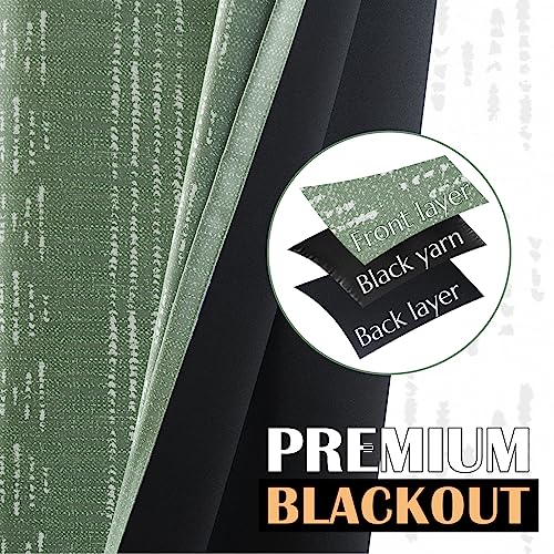 jinchan Boho Blackout Curtains 63 Inch Length for Bedroom Living Room - color: Boho | White on Sage Green, size: 52"W x 63"L (Pack of 2)