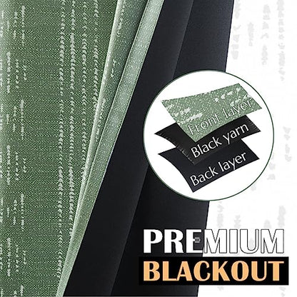 jinchan Boho Blackout Curtains 63 Inch Length for Bedroom Living Room - color: Boho | White on Sage Green, size: 52"W x 63"L (Pack of 2)