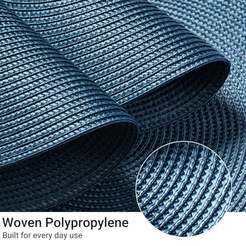 FunWheat Round Braided Placemats Set of 12 Place Mats for Dining Table Woven Washable Non-Slip Table Mats 15 Inch(Blue,12pcs) - color: Blue, size: Set of 12