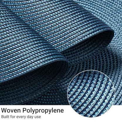 FunWheat Round Braided Placemats Set of 12 Place Mats for Dining Table Woven Washable Non-Slip Table Mats 15 Inch(Blue,12pcs) - color: Blue, size: Set of 12