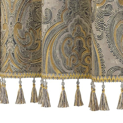 Loom and Mill European Jacquard Valances for Windows Antique Style, 54"x18" - color: Taupe+gold