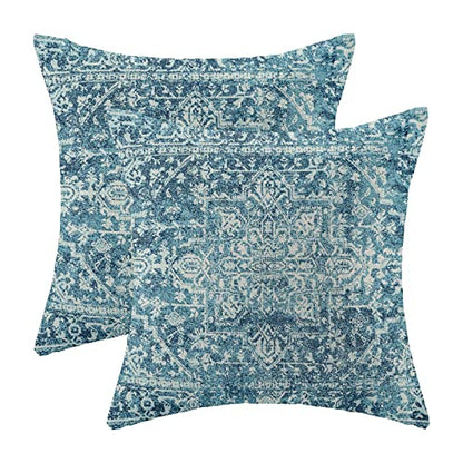 Teal Carpet Pattern Boho Pillow Covers 16x16 Set of 2 - color: Boho-5, size: 16" x 16" (Pack of 2)
