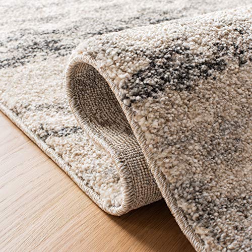 SAFAVIEH Retro Collection Area Rug - 4' Round, Cream & Grey, Modern Abstract Design, Non-Shedding & Easy Care, Ideal for High Traffic Areas in Living Room, Bedroom (RET2136-1180) - size: 4' (Round)