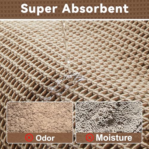 Triohero Waffle Bath Mat, Small Boho Bathroom Rugs Non Slip 16x24 Beige - color: Beige, size: 1'4" X 2' (Rectangular)