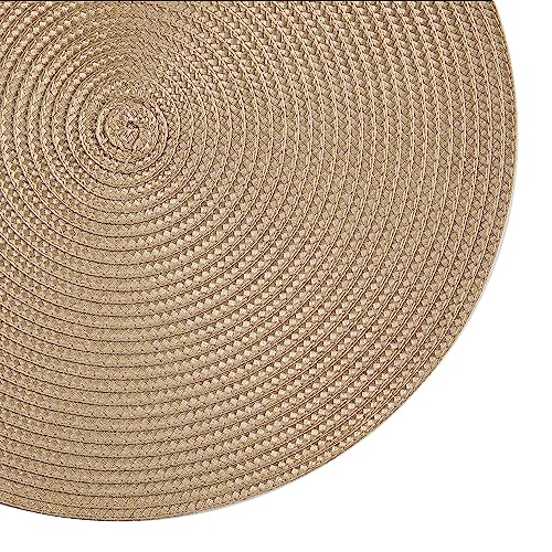 Round Placemats, Crossweave Heat Resistant Classic Woven Round Place Mats Diameter 13.5 inch for Kitchen Table Set of 6 (Brown) - color: Brown