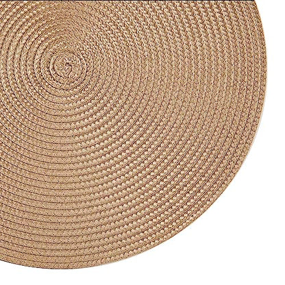 Round Placemats, Crossweave Heat Resistant Classic Woven Round Place Mats Diameter 13.5 inch for Kitchen Table Set of 6 (Brown) - color: Brown