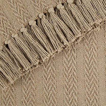DII Industrial Tonal Textured Woven Throw 50x60, Stone - color: Stone