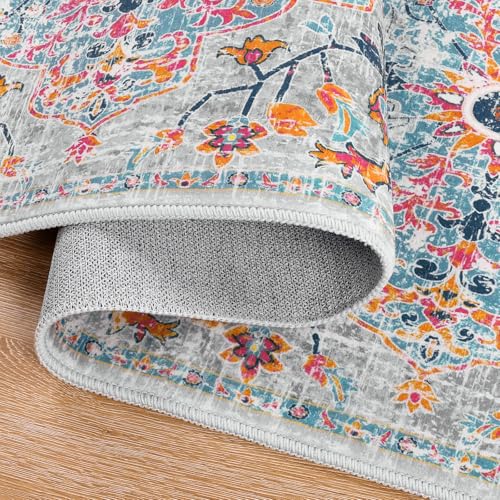 Pauwer Hallway Runner Rug 2x5, Washable Non Slip Kitchen Runner, Grey Multi - color: Grey Multi, size: 2' x 5' (Runner)