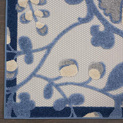 Nourison Home Aloha Blue Grey 2'3" x 10' Area Rug - Easy Clean, Non Shedding, Bed Room, Living Room, Dining Room, Kitchen (10' Runner) - color: Blue Grey, size: 2'3" x 10' (Runner)