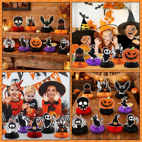 Halloween Table Decorations, 10Pcs Spooky Honeycomb Centerpieces - style: Black Halloween Style