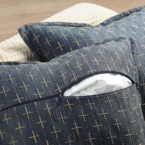 ZWJD 12x20 Pillow Covers Set of 2 Soft Polyester Textured Pillow Covers with Stylish Flange Edge Cozy Farmhouse Throw Pillows for Couch Bed Sofa Living Room - color: Navy Blue, size: 20" x 12" (Pack of 2)