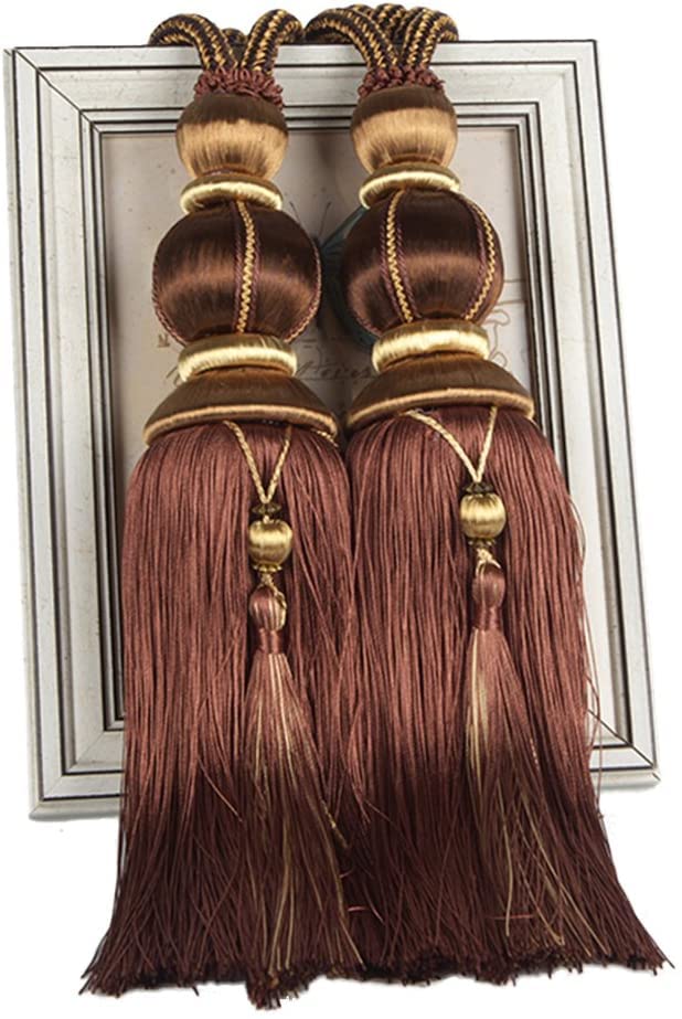 Paired Lantern Single Hanging Ball Tassels Curtains Buckle Sling Binding Lantern Tiebacks Handcrafted Braided Buckle Drapery Curtain Holdbacks Window Treatments for Home 2 Pack - color: Dark Coffee, size: 11.81 inches