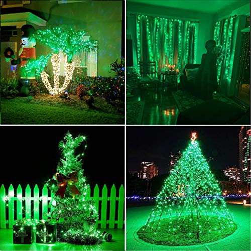 RUICHEN Fairy Lights Plug in, 33 Ft 100 LED Silver Wire Lights, Green - color: Green