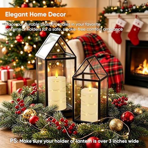 Raycare Ivory Battery Operated Flameless Pillar Candles with Remote Timer - color: 2pc-Ivory