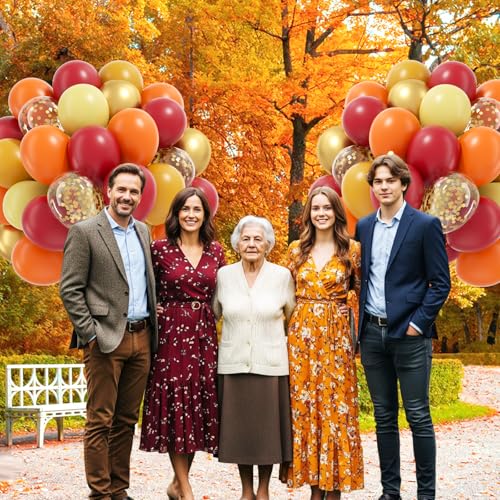 60pcs 12inch Fall Balloons with Burgundy Gold Burnt Orange Balloons - color: Burnt Orange Burgundy