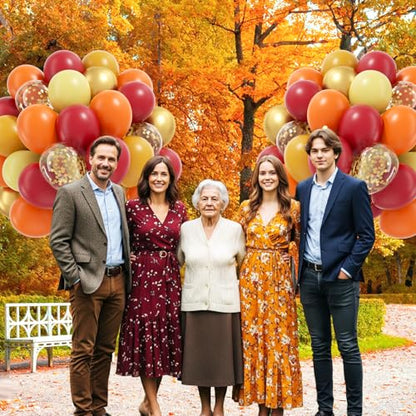 60pcs 12inch Fall Balloons with Burgundy Gold Burnt Orange Balloons - color: Burnt Orange Burgundy
