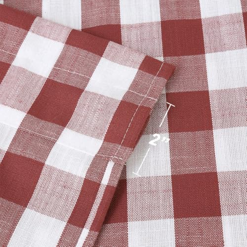 Amzdecor Red White Buffalo Plaid Valance Semi Sheer Cafe Curtain 55"x15" - color: White/Red
