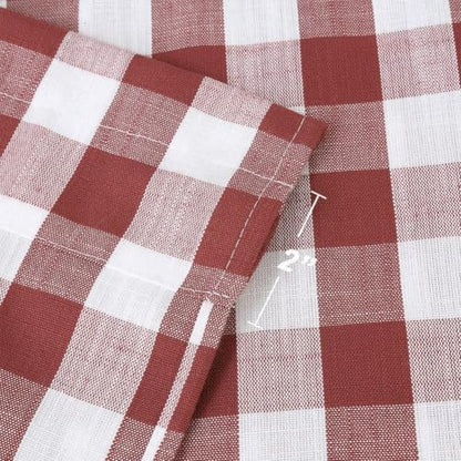Amzdecor Red White Buffalo Plaid Valance Semi Sheer Cafe Curtain 55"x15" - color: White/Red