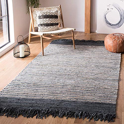 SAFAVIEH Vintage Leather Collection Accent Rug - 2'3" x 4', Beige & Multi, Handmade Boho Fringe Leather, Ideal for High Traffic Areas in Entryway, Living Room, Bedroom (VTL373B) - color: Beige/Multi, size: 2'3" x 4' (Rectangular)
