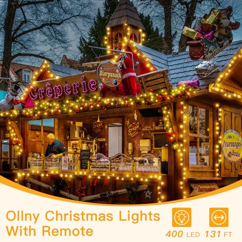 Ollny Christmas Lights Warm White, 400LED 131FT String Lights with Remote - color: Warm White, size: 400 LEDs