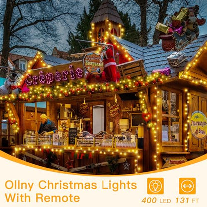 Ollny Christmas Lights Warm White, 400LED 131FT String Lights with Remote - color: Warm White, size: 400 LEDs