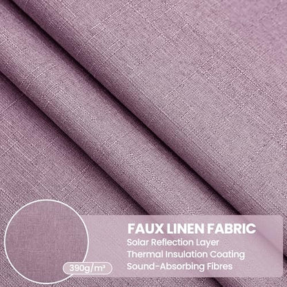 Faux Linen Blackout Sliding Door Curtains, 100" W x 96" L (1 Panel) - color: Light Purple, size: 100"W x 96"L (Pack of 1)
