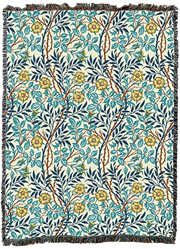 Pure Country Weavers William Morris Sweetbriar Mellow Blanket - Arts & Crafts - Gift Tapestry Throw Woven from Cotton - Made in the USA (72x54) - color: Mellow, size: Large