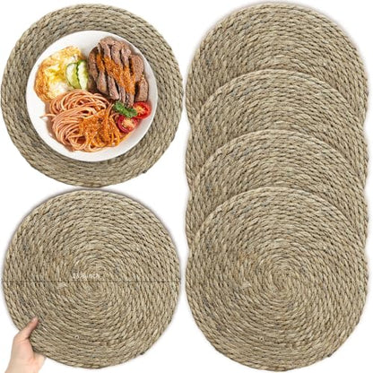 13.8 Inch Woven Placemats Set of 4,Lagre Rattan Placemats Wicker Place Mats - size: 13.8 inch 4pcs