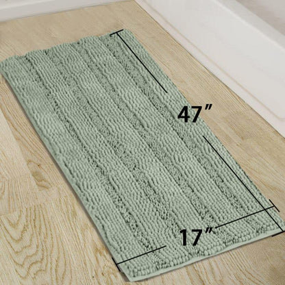Turquoize Bathroom Runner Rug 17"x47", Soft Absorbent Chenille Bath Rug - color: Sage, size: 47" x 17"