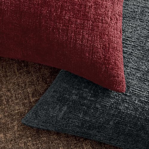 MIULEE Christmas Couch Pillow Covers Textured Chenille 18x18 Burgundy - color: Burgundy, size: 18" x 18" (Pack of 2)