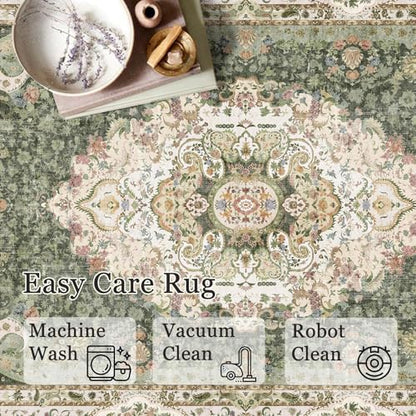 Green Rug 3x5,Washable Area Rugs for Bedroom Living Room Small Boho - color: New Green, size: 3'x5'