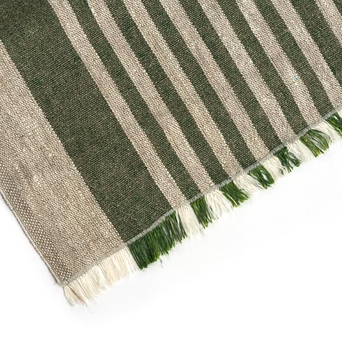 Natural Coarse 100% Linen Table Runner 18 x 95 Inches - Rustic Farmhouse Flax Table Runner for Everyday Use, Holidays & Special Occasions (Nordic Pine Green, 18 x 95 inch) - color: Nordic Pine Green