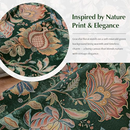 FMFUNCTEX Emerald Green Boho Blackout Floral Curtains, 63 Inches, 2 Panels - color: Emerald Green, size: 52"W x 63"L (Pack of 2)