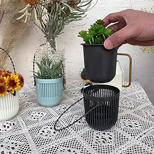 Melphoe 3.5‘’ Two-Piece Succulent Planters Pots with Drainage, Flexible Removable Handle, Flower Pots for Mini Plants Small Hanging Planter for Wall, Window (6 PCAK) - color: Multicolor