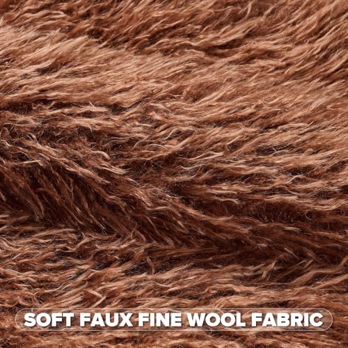FUTEI Pack of 2 Faux Wool Throw Pillow Covers 18x18 Inch, Rust - color: Rust