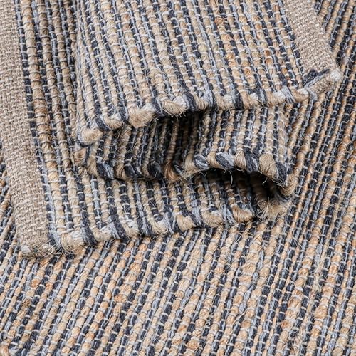 Cotton/Jute Placemats Set of 4-13x19 Inch - Natural - Grey - color: Natural - Grey