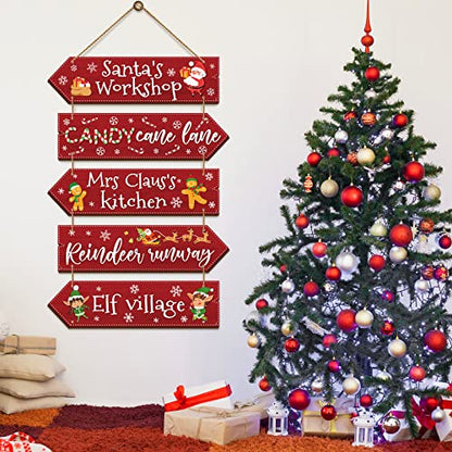 Christmas Wooden Hanging Sign, Arrow, Rustic Farmhouse Decor, Simple - style: Simple