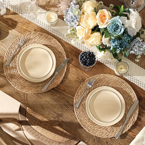 13.8'' Round Woven Placemats Set of 6, Boho Wicker Chargers, Terrekraft - size: Set of 6