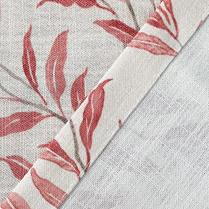 VOGOL Red Leaf Print Tier Curtains, Country Style, 30 x 24, 2 Panels - color: Red, size: 30"W x 24"L (Pack of 2)