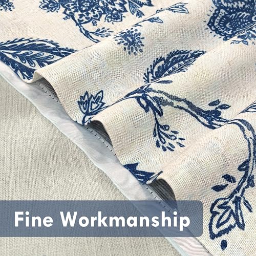 DriftAway Freda Jacobean Floral Linen Blend Blackout Thermal Insulated Energy Saving Privacy Window Linen Curtain Valance Rod Pocket 2 Layers Single 52 Inch by 14 Inch Plus 2 Inch Header Navy Beige - color: Navy, size: 52"W x 14"L (Pack of 1)