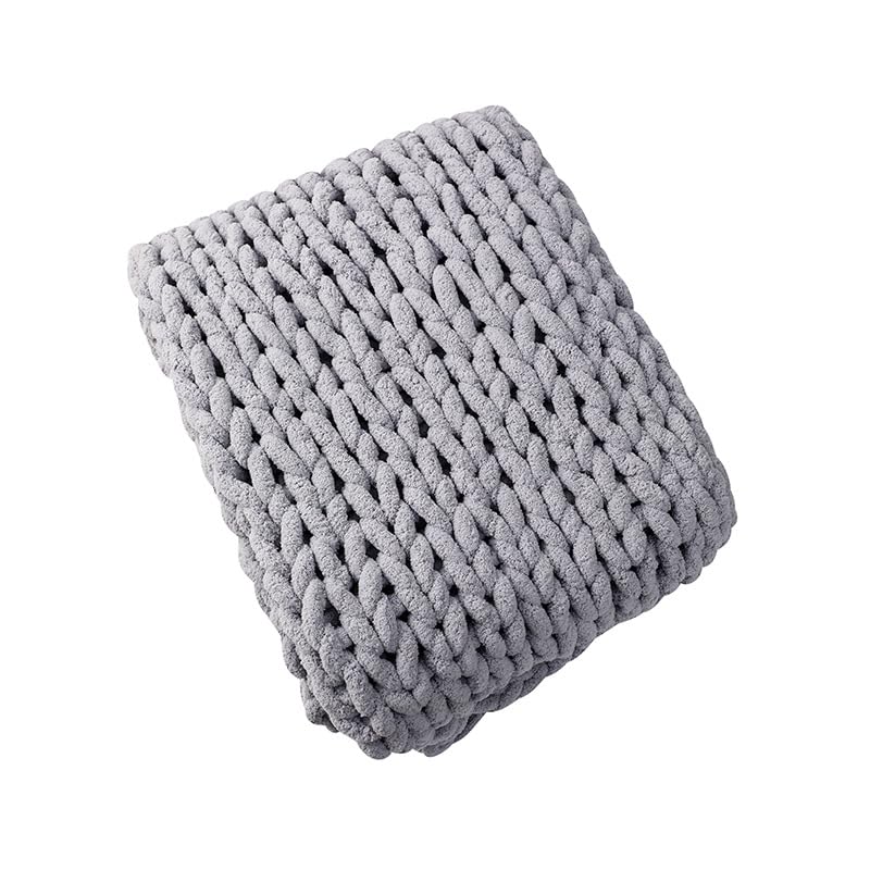 Soft Chunky Knit Throw Blanket for Couch, Cozy Warm Knitted Blankets - color: Gray, size: 40"x60"(Medium Size Throw)