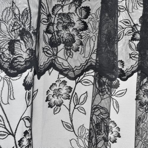 Black Lace Shower Curtain with Attached Valance, 72 x 72 Inch 1 Panel - color: Black, size: 72"W x 72"L (Pack of 1)