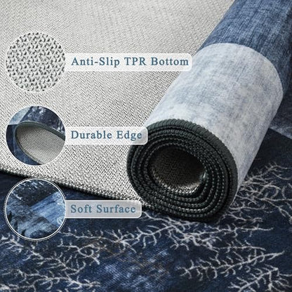 Tepook 6x9 Washable Area Rugs for Living Room Bedroom - color: Blue, size: 6' x 9' (Rectangular)