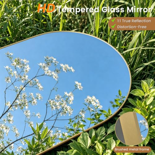 65" x 22" Arched Full Body Mirror with Stand（Gold） - color: Golden, size: 65"L x 22"W
