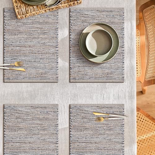 Cotton/Jute Placemats Set of 4-13x19 Inch - Natural - Grey - color: Natural - Grey