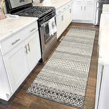 Black Boho Washable 2x6 Kitchen Runner Rugs Non Skid Washable 6Ft - color: Black, size: 2' x 6' (Runner)