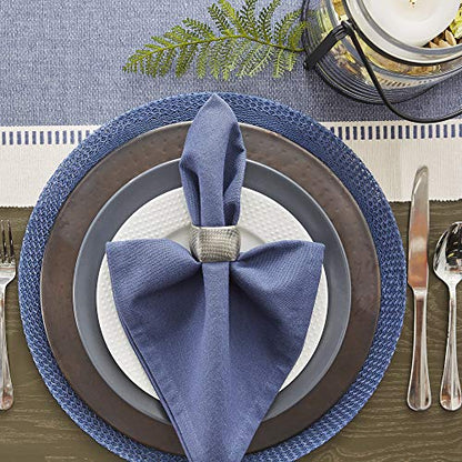 DII Dobby Stripe Table Runner, 13x72, French Blue & Cream Background - color: French Blue, size: 13x72"