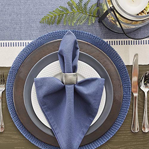 DII Dobby Stripe Woven Table Runner, 13x72-inch, French Blue (Pack of 12) - color: French Blue, size: 13x72" (13x77.5, Fringe Included) (Pack of 12)