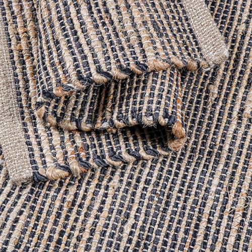 Cotton/Jute Placemats Set of 4-13x19 Inch - Natural Grey Charcoal - color: Natural - Grey Charcoal